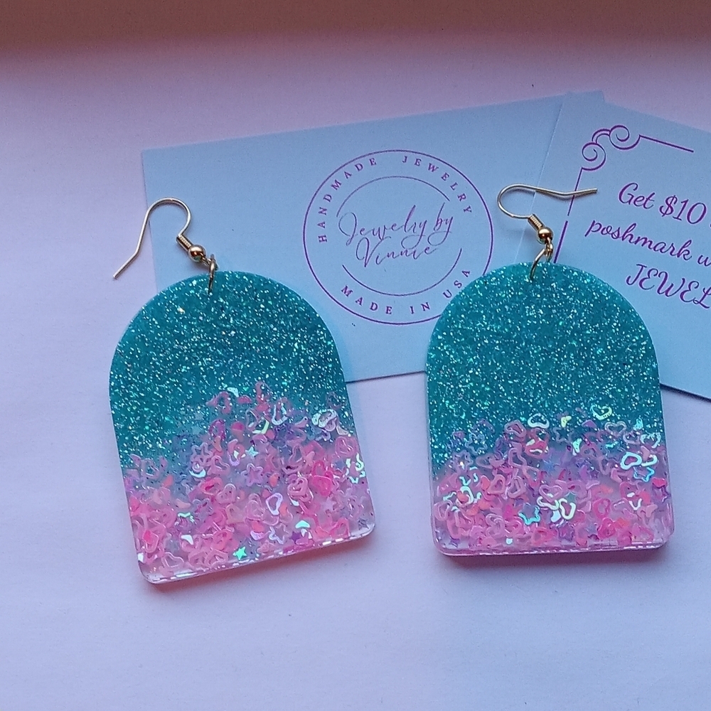 Hand Crafted Pink And Teal Caribbean Sunset Collection Arches